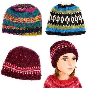Hand knitted woolen beanies